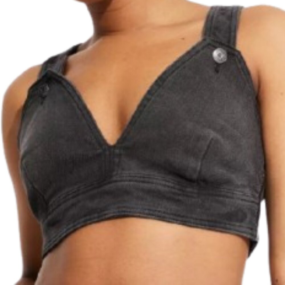 Women's Cropped Denim Vest Wild Fable Black Wash  NWT